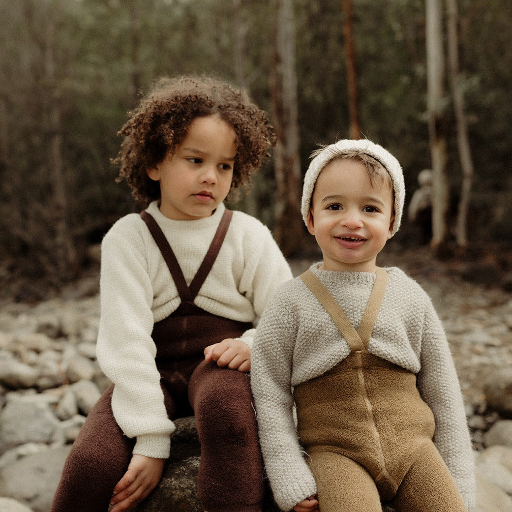 Silly Silas Unisex Teddy Warmy Footless Tights with Braces (Chocolate Brown)